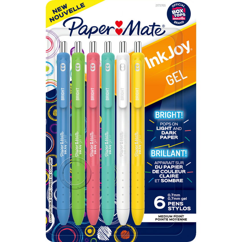 Paper Mate® Inkjoy® Retractable Gel Pens 0.7 mm Assorted Bright Colours 6/pkg