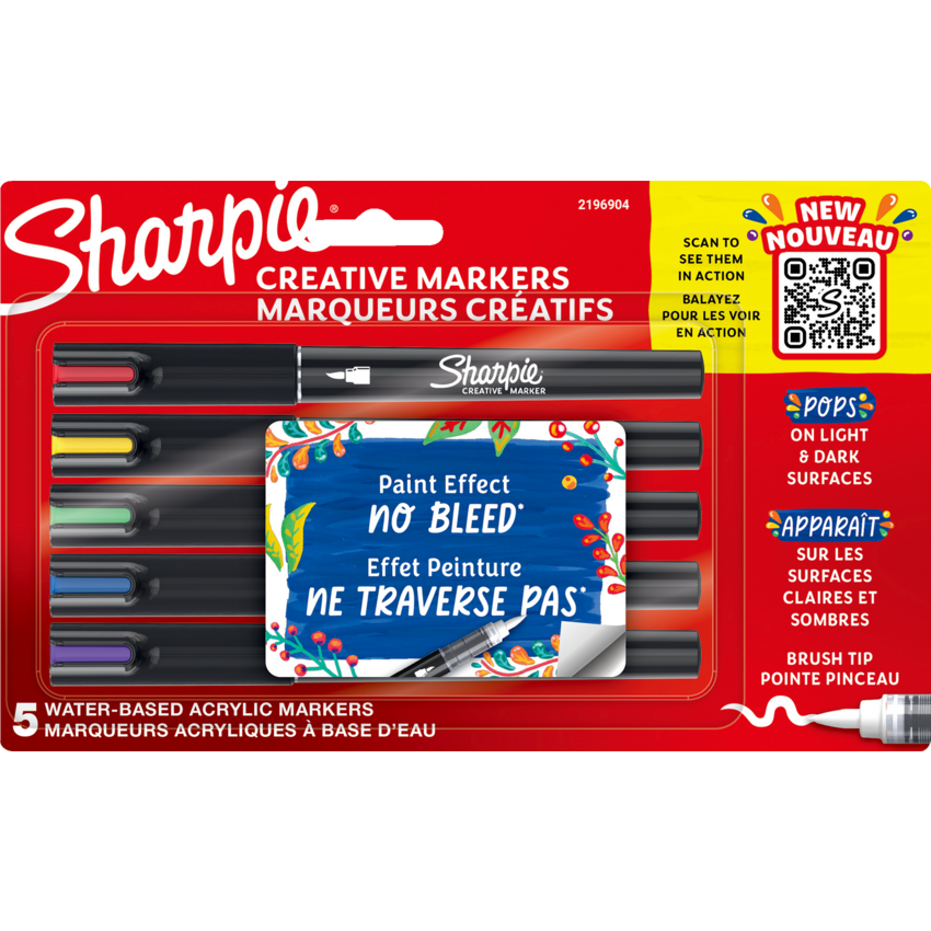 Sharpie® Creative Markers Brush tip Assorted Colours 5/pkg