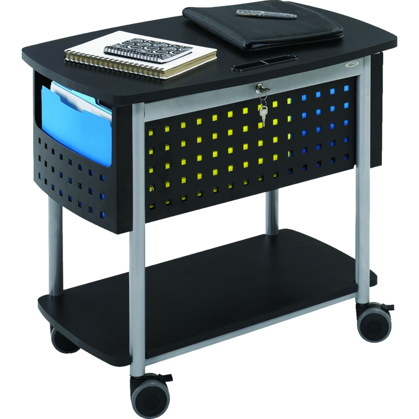 Safco® Scoot™ Mobile File Cart with Locking Lid 29-3/4"W x 18-3/4"D x 27"H Black and Silver