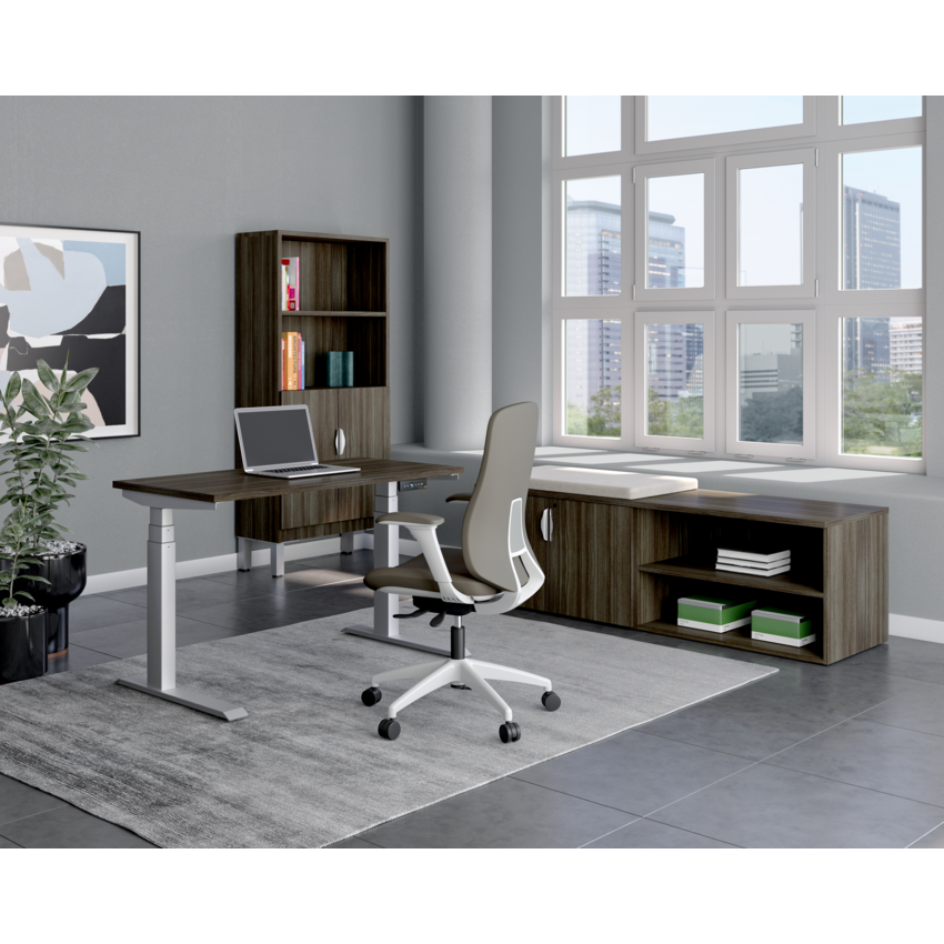 Heartwood Calypso Series Electric Height Adjustable Tables 47-1/4”W x 23-3/4"D x 24-2/5"H Grey Dusk finish