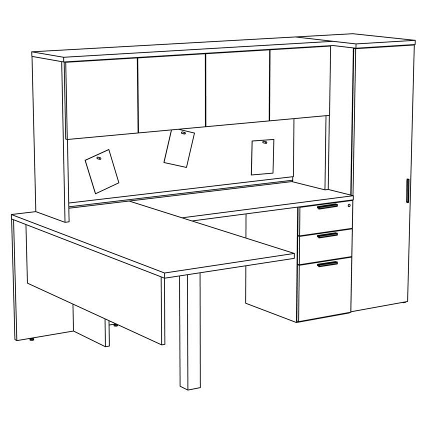 Heartwood Innovations Series L-Suite Workstation 65”W x 94-1/2”D x 66"H Winter Wood