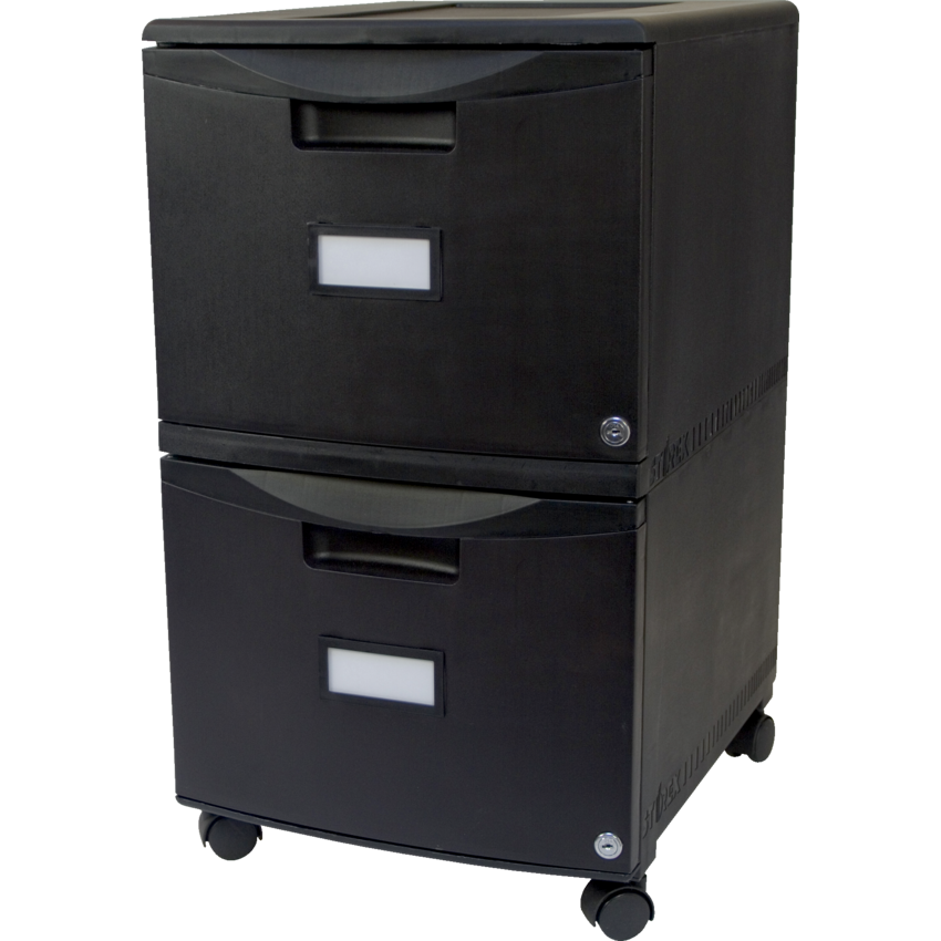 Storex® 2 Drawer Plastic Vertical File with Casters Letter Black