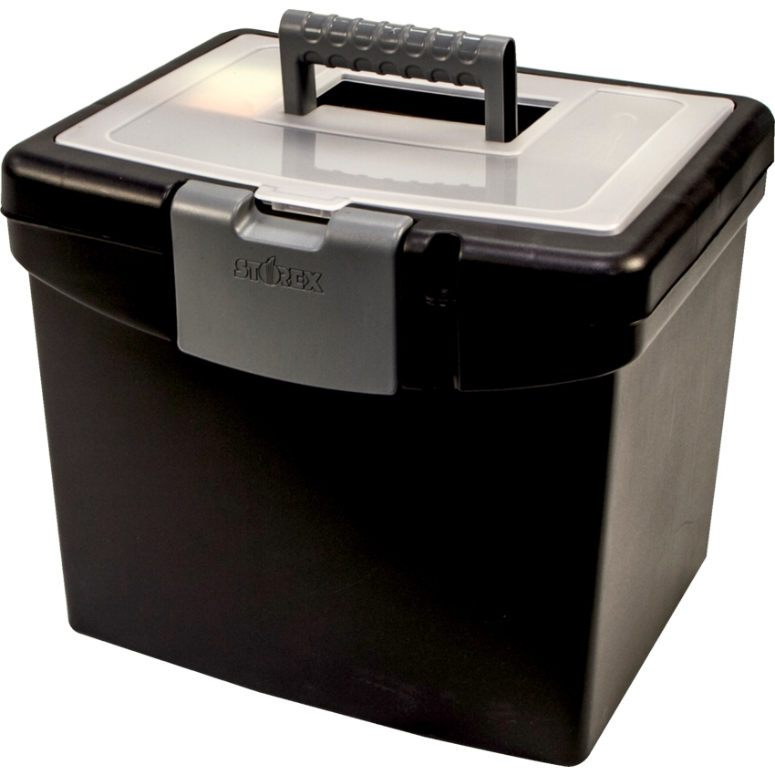 Storex® File Totes with Organzier Lid 13-1/2" Black