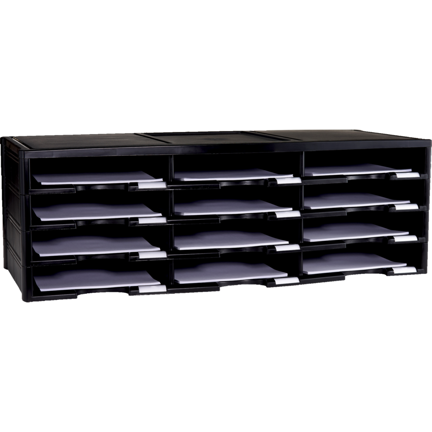 Storex® Literature Organizer 12 Compartments Black