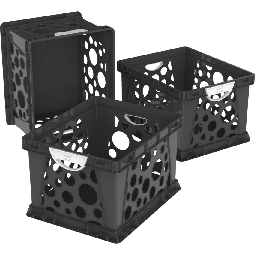 Storex® Premium Crate with Handles 14-1/4"W x 17-1/4"D x 10-1/2"H Black/White