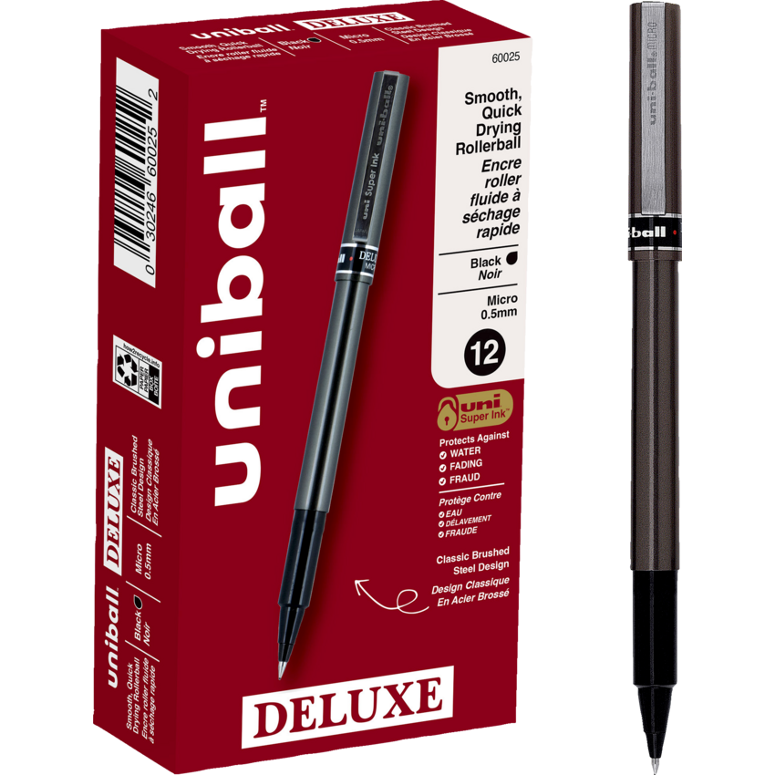 uni-ball® Deluxe™ Rollerball Pen 0.5mm Silver Barrel Black Ink