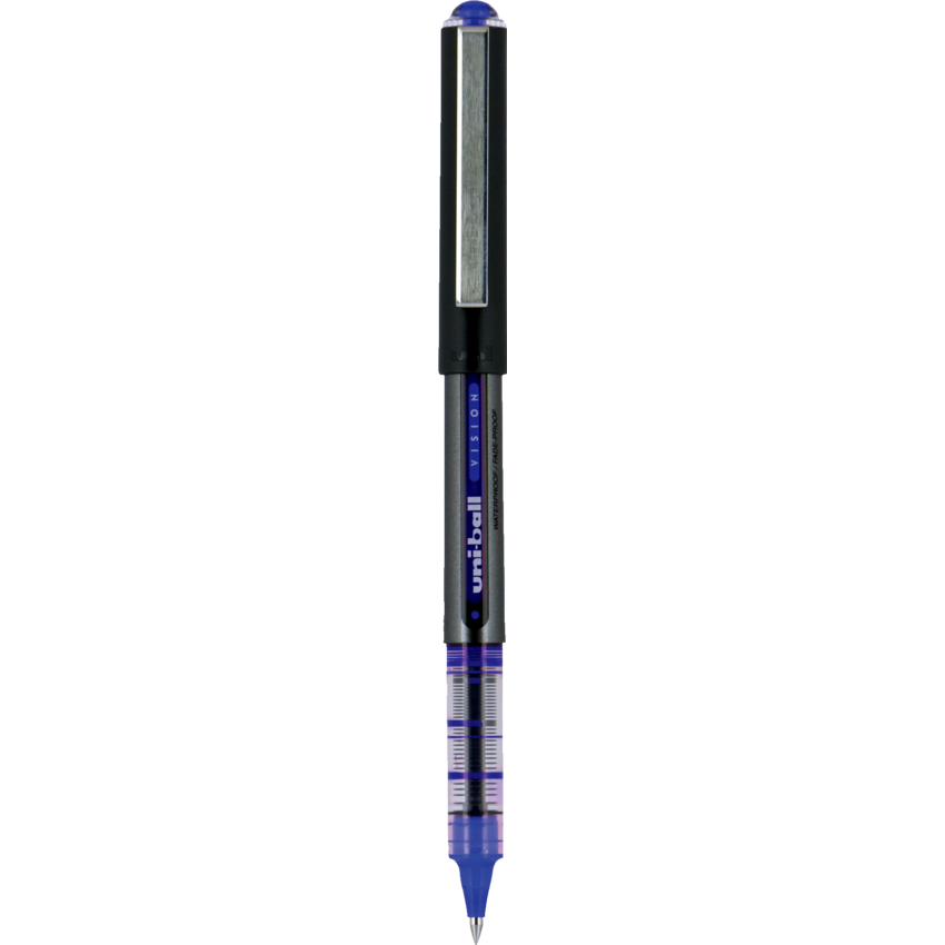 uni-ball® Vision™ Roller Pen 0.5 mm Blue with Metallic Charcoal Barrel 12/box