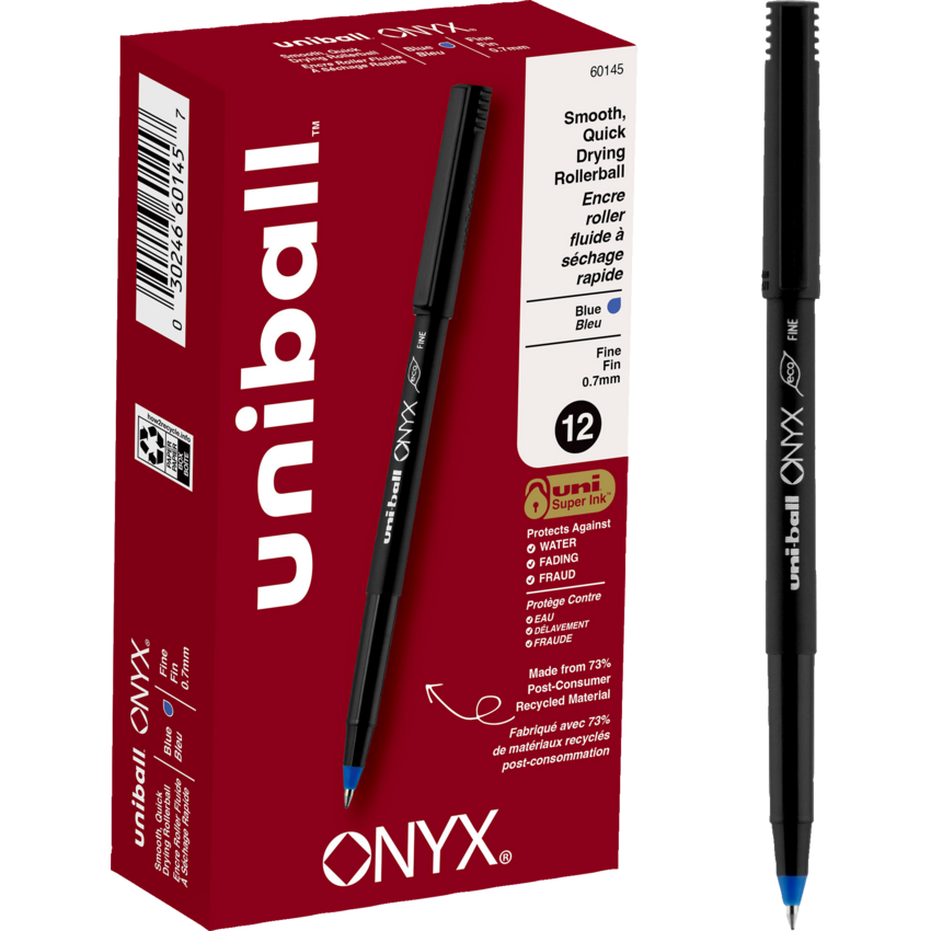 uni-ball® Onyx® Roller Pen 0.7 mm Blue 12/box