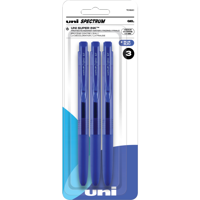 uni-ball® Spectrum™ Retractable Gel Pens 0.7 mm Blue 3/pkg