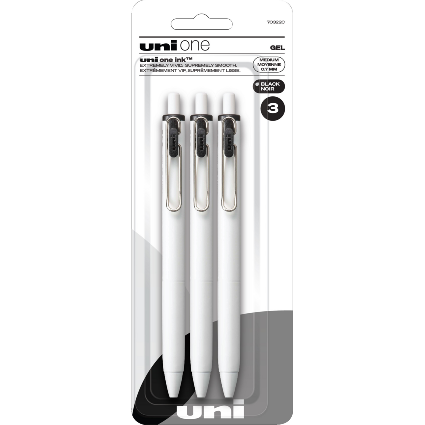 uni-ball® ONE Retractable Gel Pens 0.7 mm Black 3/pkg