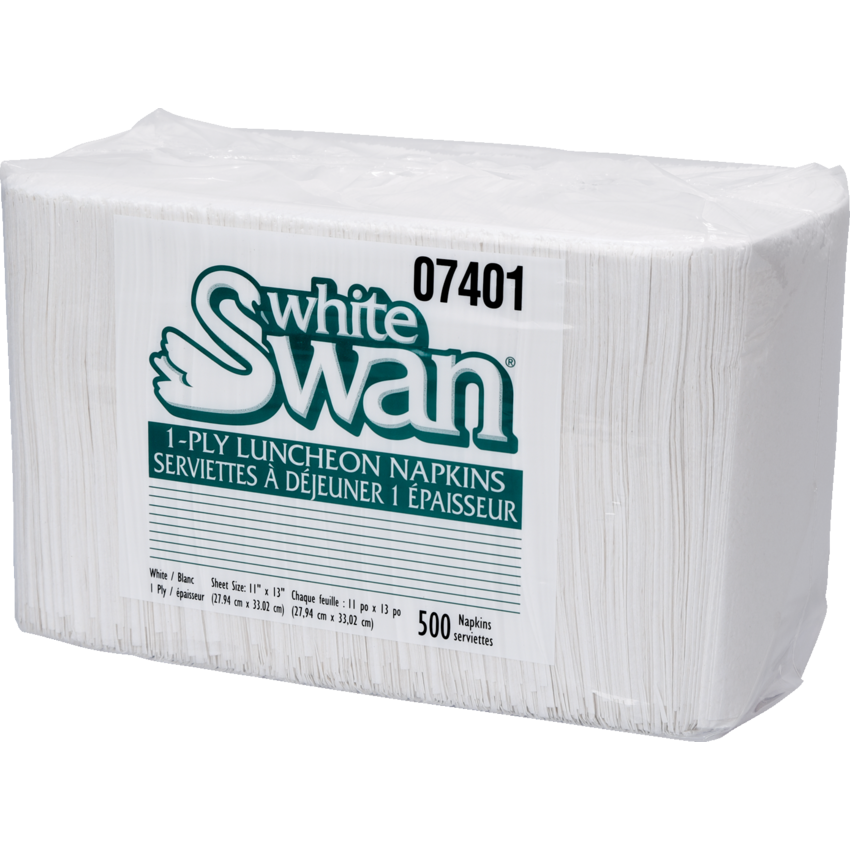 White Swan® Lunch Napkins 1-Ply White 500/pkg
