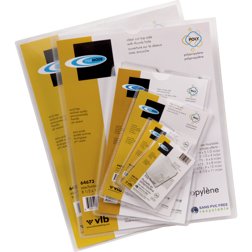 VLB FileMode Poly Pockets Clear 9" x 12"