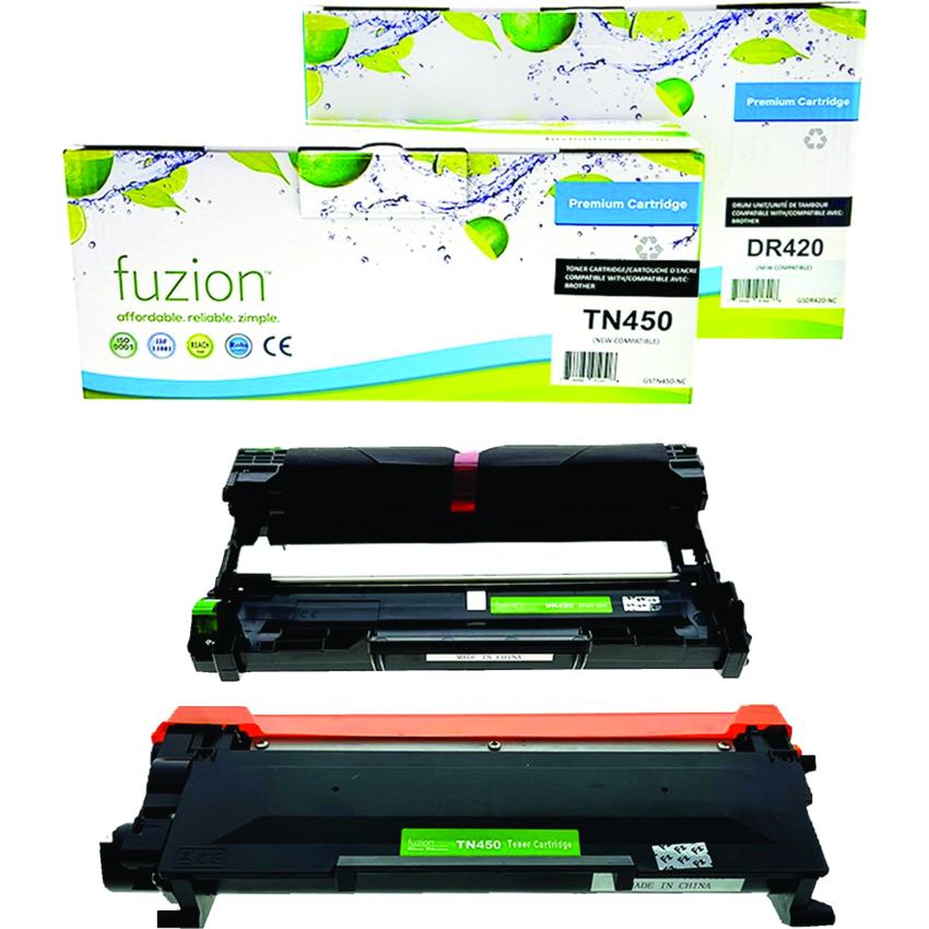 fuzion™ Compatible Laser Cartridge Brother TN450, DR420 Compatible Toner & Drum Combo Black