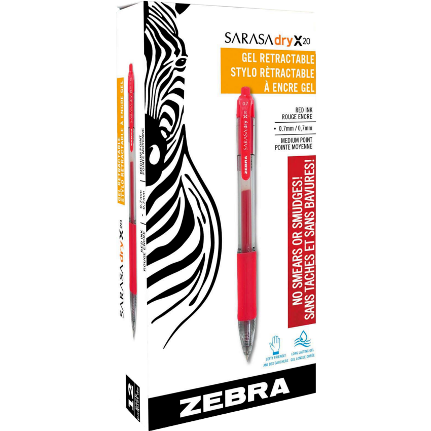 Zebra Sarasa™ Retractable Gel Pens 0.7 mm Red 12/box