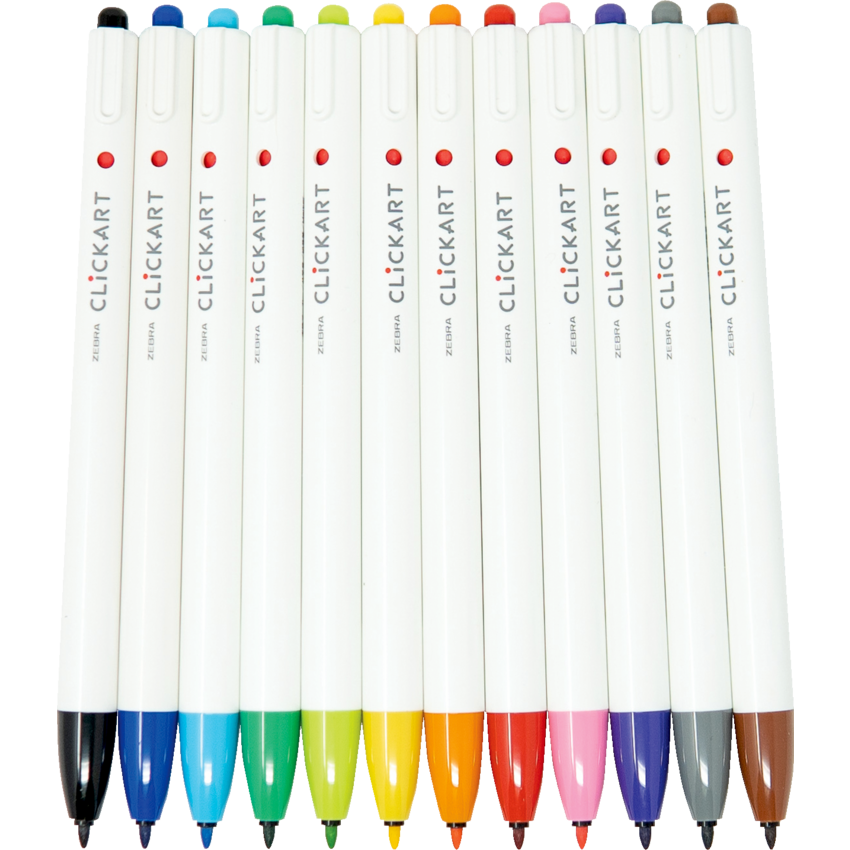 Zebra ClickArt Retractable Markers Bullet Tip Assorted Colours 12/pkg
