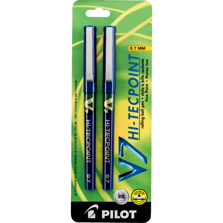 Pilot® Hi-Tecpoint V7 Roller Pen 0.7 mm Blue 2/pkg