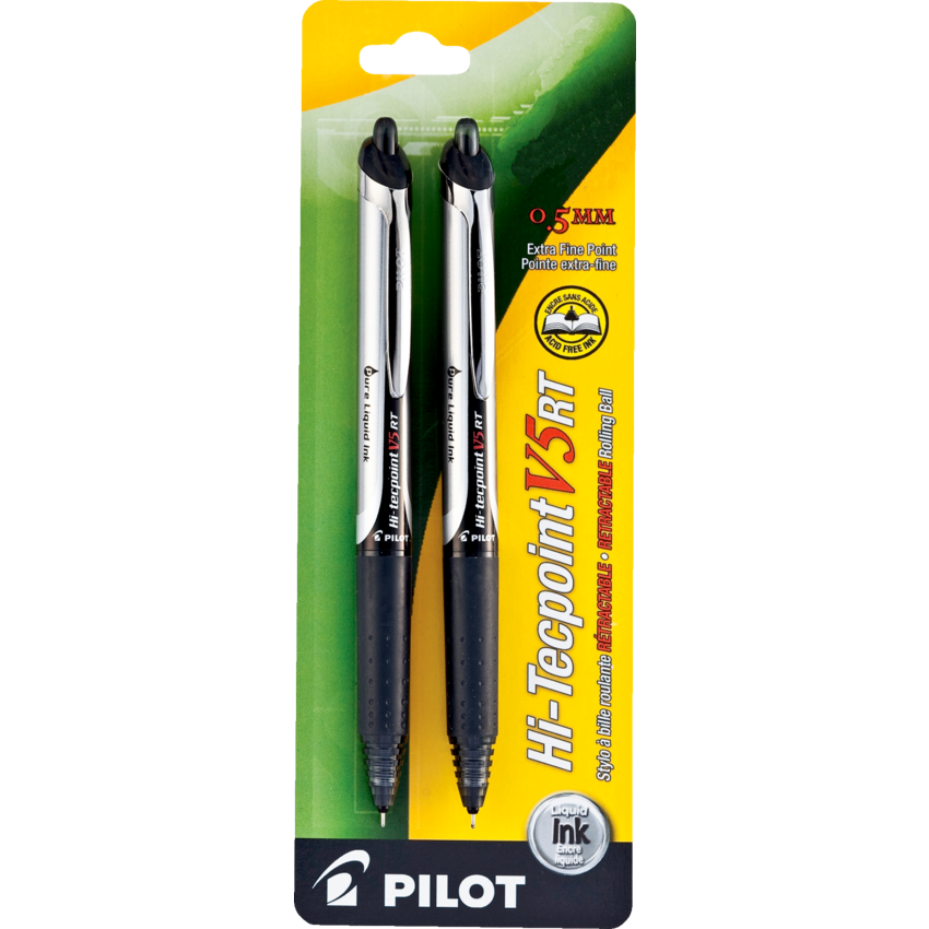 Pilot® Hi-Tecpoint Retractable Roller Pens 0.5mm Black 2/pkg