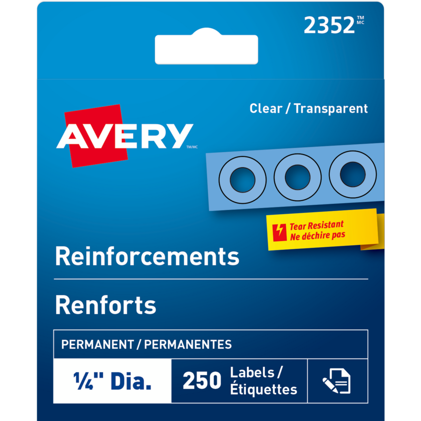Avery® Reinforcements 1/4" Clear 250/box