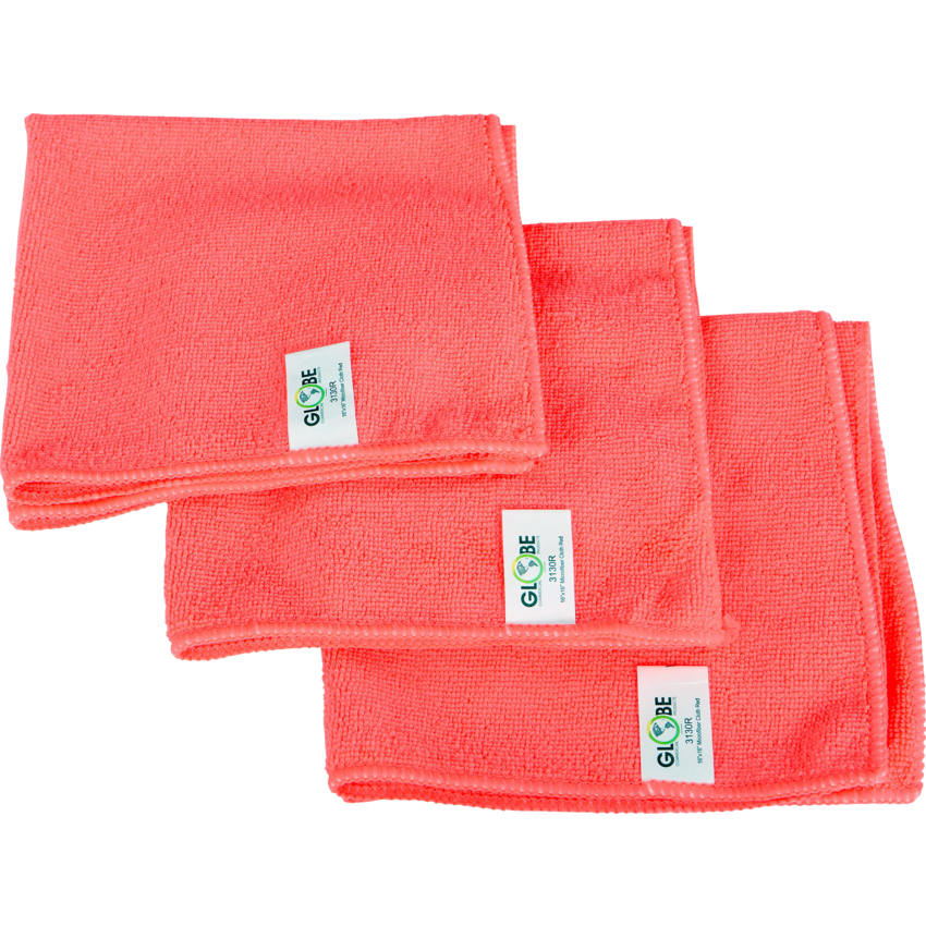 Globe™ Microfibre Cloth 14" x 14" Red 10/pkg