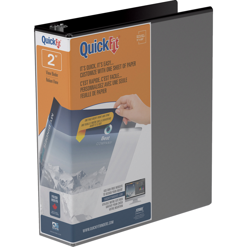 Davis Group QuickFit® View Round Ring Binder 2" Black