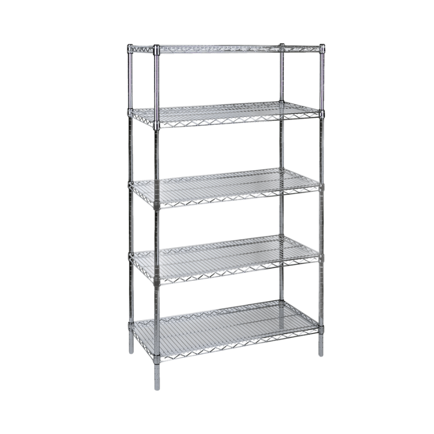 Kleton® Heavy Duty Chromate Wire Shelving 5 Shelves 48"W x 18"D x 74"H